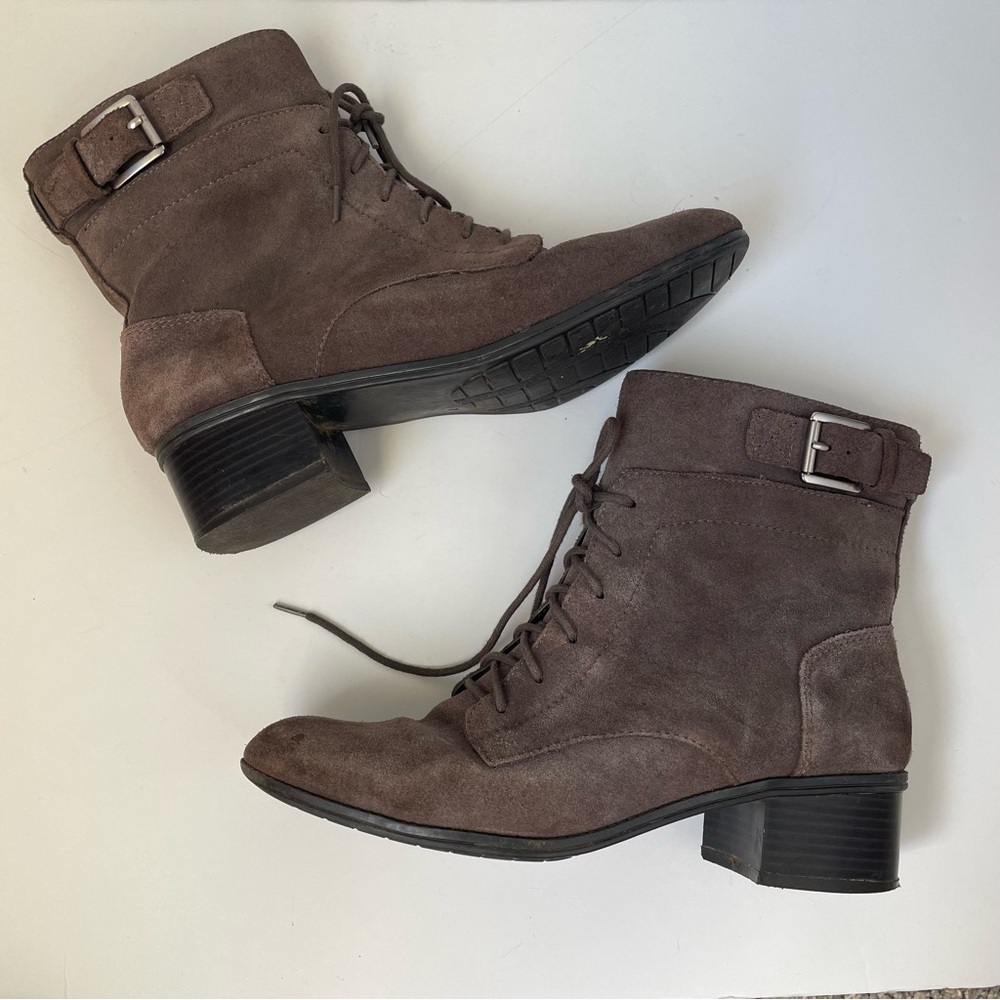 Bandolino Brown Suede Military Booties